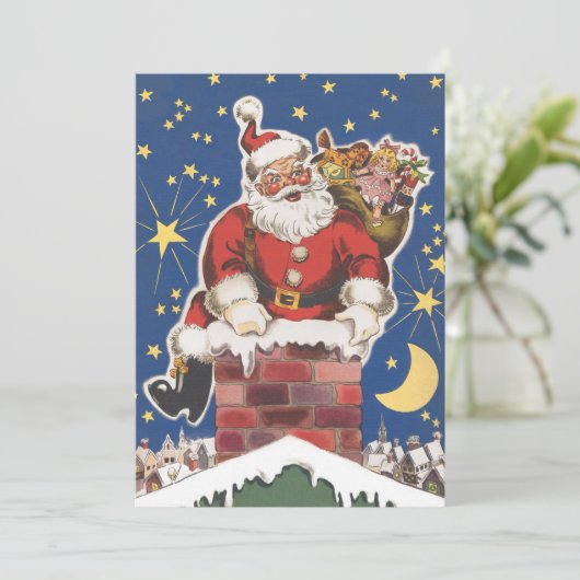  kerstman, avond voor Kerstmis Kaart (Staand voorkant)