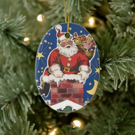 kerstman, avond voor Kerstmis Keramisch Ornament (Boom)