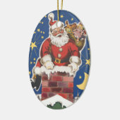 kerstman, avond voor Kerstmis Keramisch Ornament (Links)