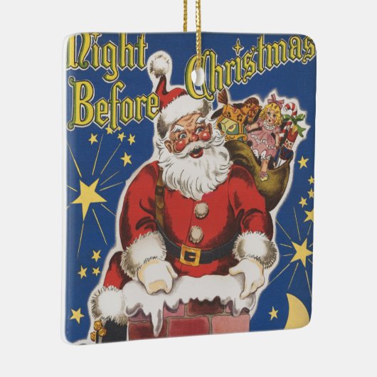  kerstman, avond voor Kerstmis Keramisch Ornament (Rechts)