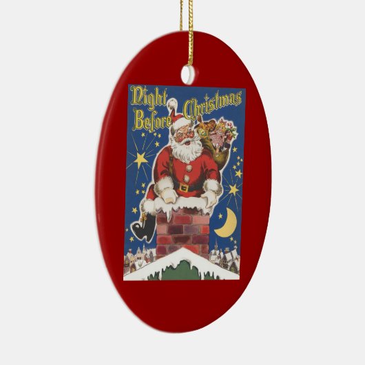 kerstman, avond voor Kerstmis Keramisch Ornament (Rechts)