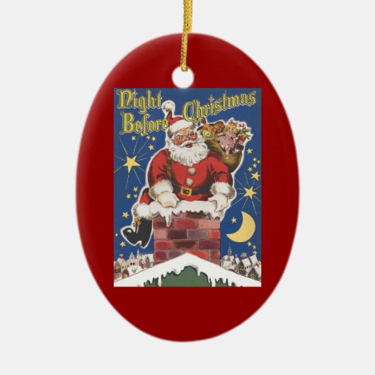  kerstman, avond voor Kerstmis Keramisch Ornament (Voorkant)