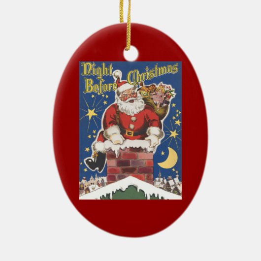  kerstman, avond voor Kerstmis Keramisch Ornament (Achterkant)