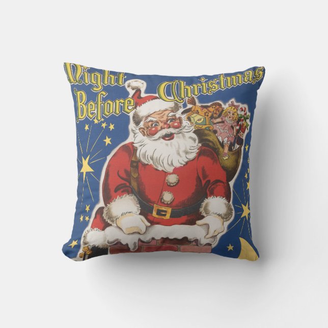  kerstman, avond voor Kerstmis Kussen (Voorkant)