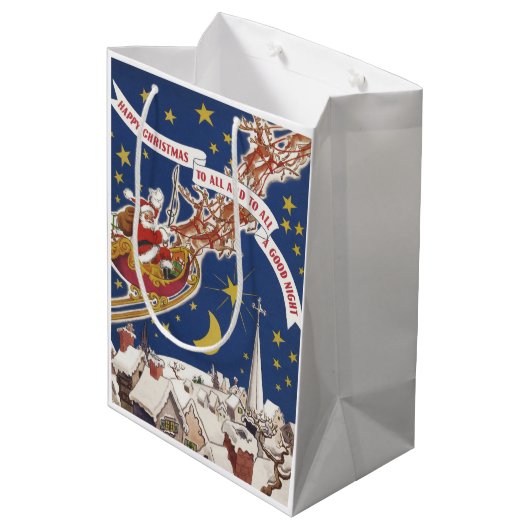 kerstman, avond voor Kerstmis Medium Cadeauzakje (Achterkant Gekanteld)