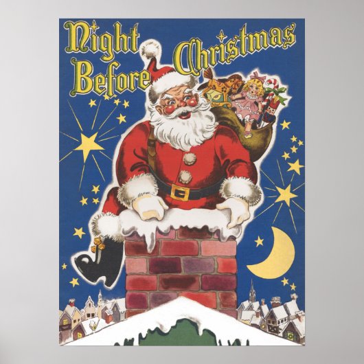 kerstman, avond voor Kerstmis Poster (Voorkant)