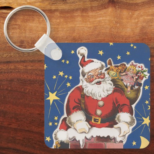  kerstman, avond voor Kerstmis Sleutelhanger (Voorkant)