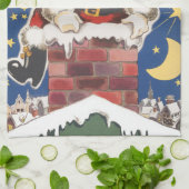  kerstman, avond voor Kerstmis Theedoek (Gevouwen)