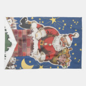  kerstman, avond voor Kerstmis Theedoek (Horizontaal)