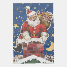 kerstman, avond voor Kerstmis Theedoek