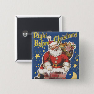  kerstman, avond voor Kerstmis Vierkante Button 5,1 Cm