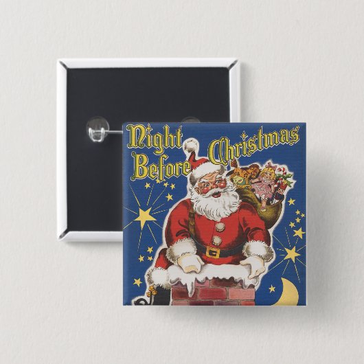 kerstman, avond voor Kerstmis Vierkante Button 5,1 Cm (Voorkant /achterkant)