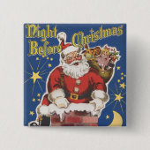 kerstman, avond voor Kerstmis Vierkante Button 5,1 Cm (Voorkant)