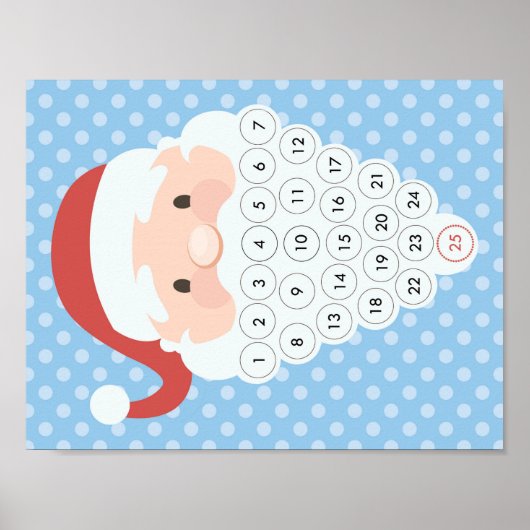Kerstman Baard Kerst Countdown Adventskalender Poster (Voorkant)