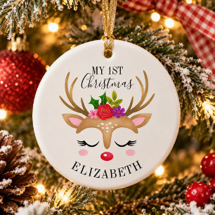 Kerstman Baby 1e Kerstmis Foto Keramisch Ornament