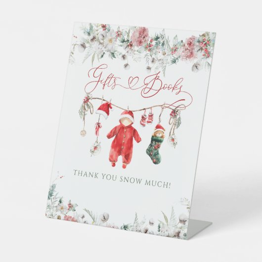 Kerstman Baby Baby shower Cadeau Boek Reclamebord Met Voetstuk (Voorkant)