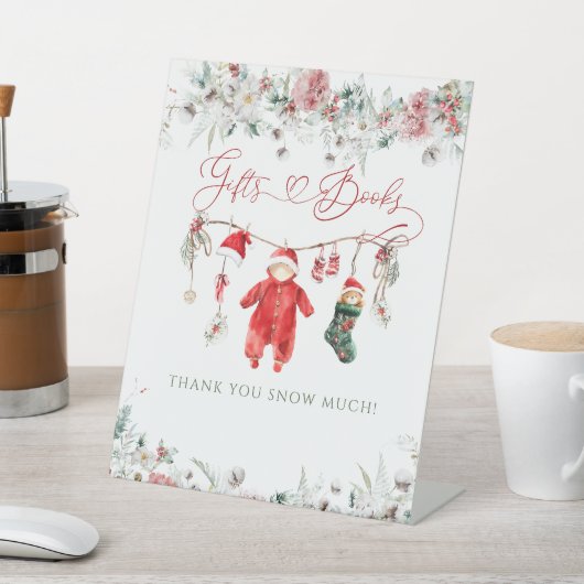 Kerstman Baby Baby shower Cadeau Boek Reclamebord Met Voetstuk (Insitu)