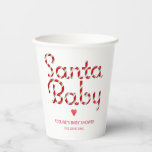 Kerstman Baby Baby shower Cups Papieren Bekers<br><div class="desc">Serveer feestvreugde met deze feestelijke "Santa Baby" papieren bekers - ideaal voor kerst baby showers,  winterstrooien,  of december gender onthult. Met speelse candy-rietstreeptypografie en een rood hartaccent,  brengen deze bekers seizoensgebonden zoetheid naar uw drink of desserttafel. Personaliseer met de naam en douchedatum van uw baby voor een samenhangende feestlook.</div>