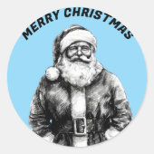 Kerstman Baby Blauw Ronde Sticker (Voorkant)