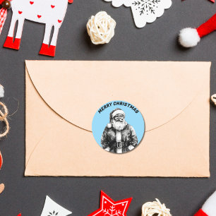 Kerstman Baby Blauw Ronde Sticker