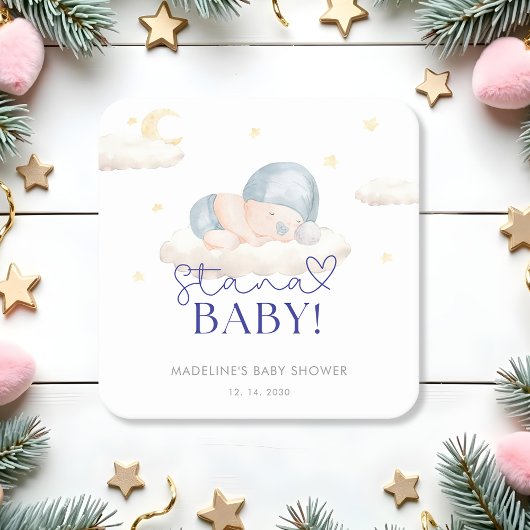Kerstman Baby Boy Shower Kartonnen Onderzetters