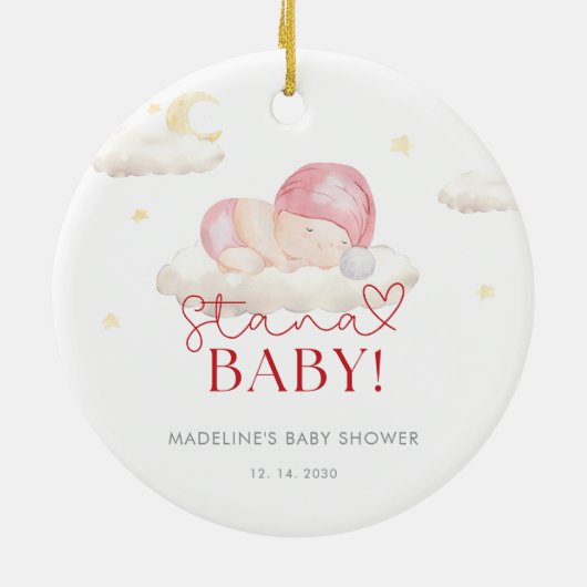 Kerstman Baby Boy Shower Keramisch Ornament (Achterkant)