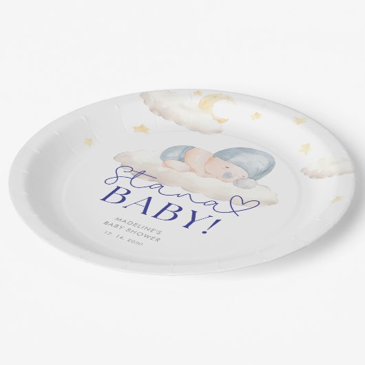 Kerstman Baby Boy Shower Papieren Bordje (Gekanteld)