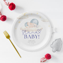 Kerstman Baby Boy Shower Papieren Bordje