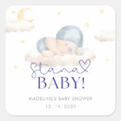 Kerstman Baby Boy Shower Vierkante Sticker (Voorkant)