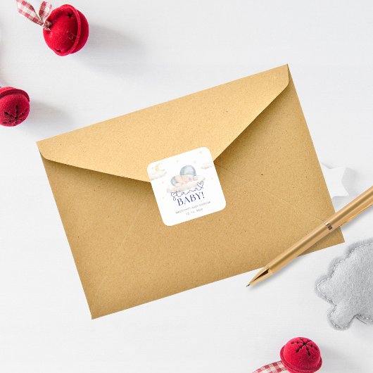 Kerstman Baby Boy Shower Vierkante Sticker