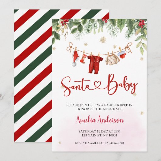 Kerstman Baby Boy Winter Baby shower Kaart (Voorkant / Achterkant)