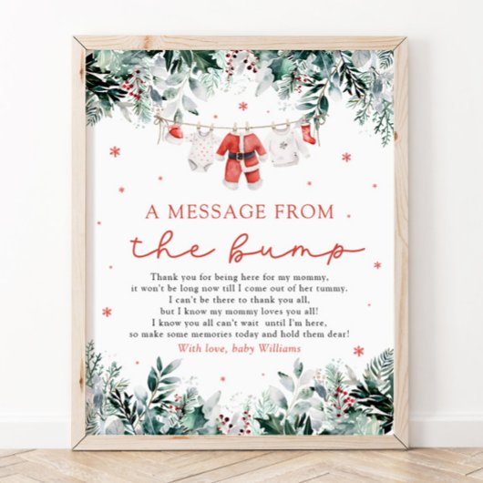 Kerstman Baby Een bericht van het Bump Sign Poster