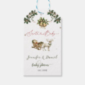Kerstman Baby Herten Rood Groen Baby shower Cadeaulabel (Voorkant)