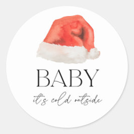 Kerstman Baby Het is Koud Buiten Baby Shower Favor Ronde Sticker