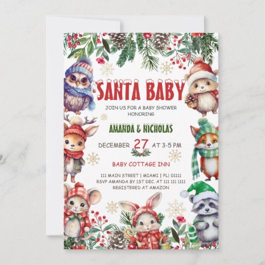 Kerstman Baby Kerst Baby Borrel Kaart (Voorkant)