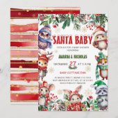Kerstman Baby Kerst Baby Borrel Kaart (Voorkant / Achterkant)