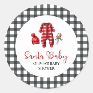 Kerstman Baby Kerst Baby Shower Ronde Sticker