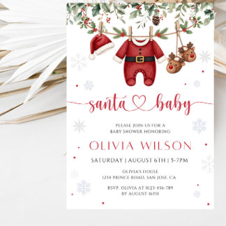 Kerstman Baby Kerst Baby Shower Uitnodiging