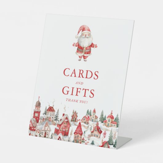 Kerstman Baby Kerst Kaarten en geschenken Reclamebord Met Voetstuk (Voorkant)