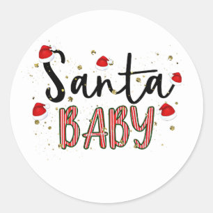 Kerstman Baby Kerstmis Vakantie Feestelijk Type Ronde Sticker