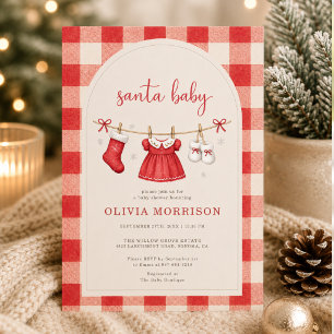 Kerstman Baby Kerstmis Waslijn Baby Shower Kaart