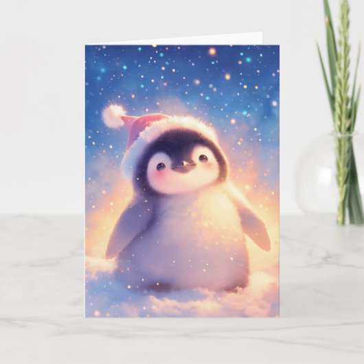 Kerstman Baby Penguin Kaart (Voorkant)