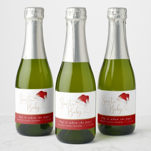 Kerstman Baby Pop het Wanneer Ze Poppen Mini Sparkling Wijnetiket (Flessen)
