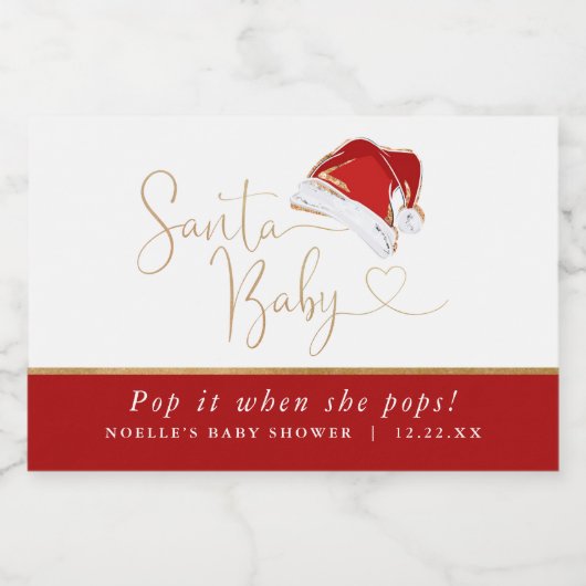 Kerstman Baby Pop het Wanneer Ze Poppen Mini Sparkling Wijnetiket (Enkel label)