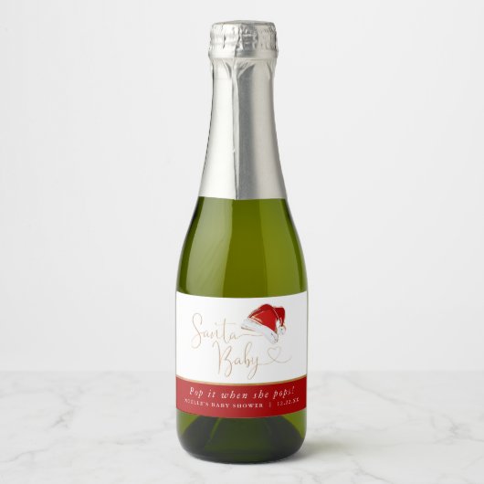 Kerstman Baby Pop het Wanneer Ze Poppen Mini Sparkling Wijnetiket (Voorkant)