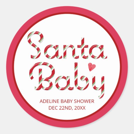 Kerstman Baby Rode Kerstbal Baby Shower Sticker (Voorkant)