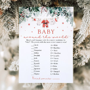 Kerstman Baby Rond de Wereld Baby Shower Kaart
