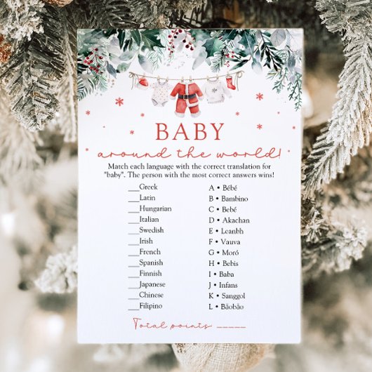 Kerstman Baby rond de wereld Baby shower Kaart