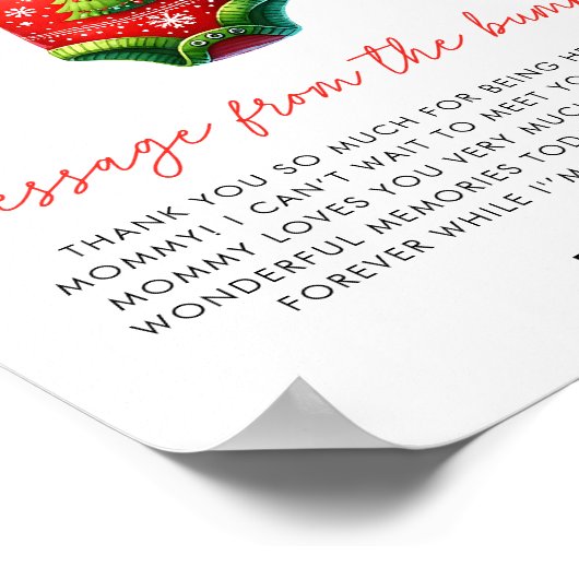 Kerstman Baby shower Bericht van de Bump Poster (Hoek)