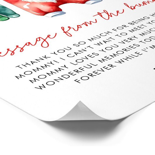 Kerstman Baby shower Bericht van de Bump Poster (Hoek)